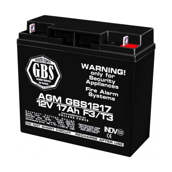 Батерия AGM VRLA 12V 17A размери 181mm x 76mm xh 167mm F3 GBS (2)