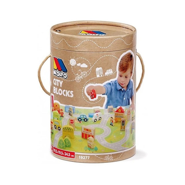 Puzzle "Oraselul vesel" cu 79 piese de lemn