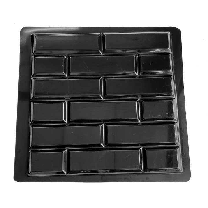 Matrita panou decorativ 3D, model Caramida, plastic ABS, negru, 50x50cm