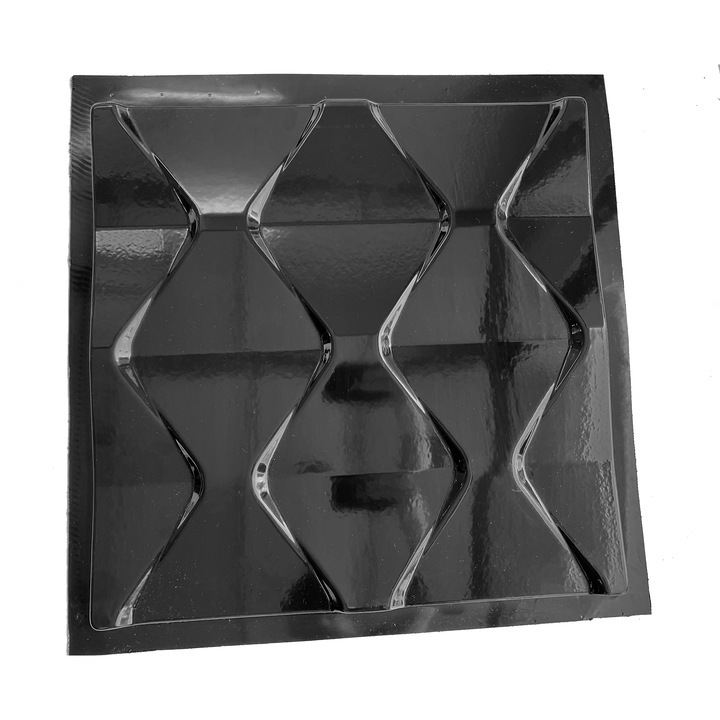 Matrita panou decorativ 3D, model Clepsidra Mare, plastic ABS, negru, 50x50cm