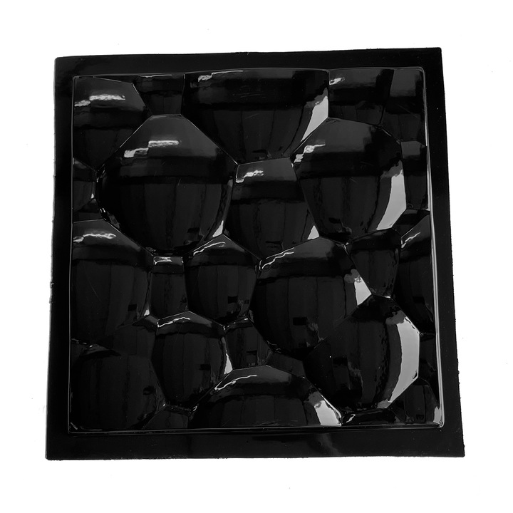 Matrita panou decorativ 3D, model Bule, plastic ABS, negru, 50x50cm