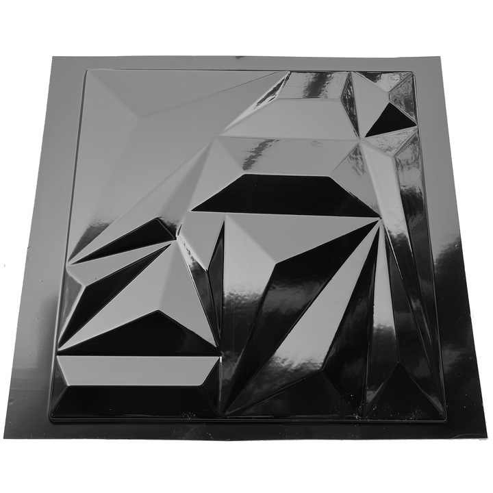 Matrita panou decorativ 3D, model Diamant 2, plastic ABS, negru, 50x50cm