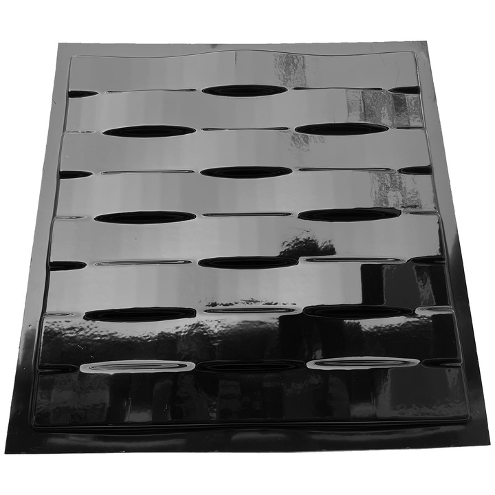 Matrita panou decorativ 3D, model Troia, plastic ABS, negru, 50x50cm