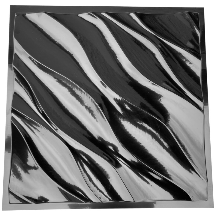 Matrita panou decorativ 3D, model Lora, plastic ABS, negru, 50x50cm