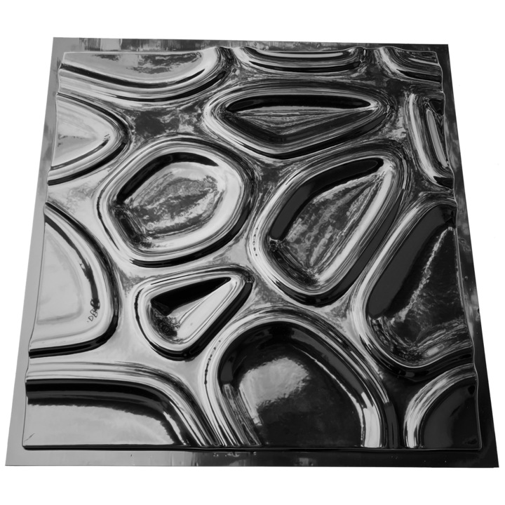 Matrita panou decorativ 3D, model Adria, plastic ABS, negru, 50x50cm
