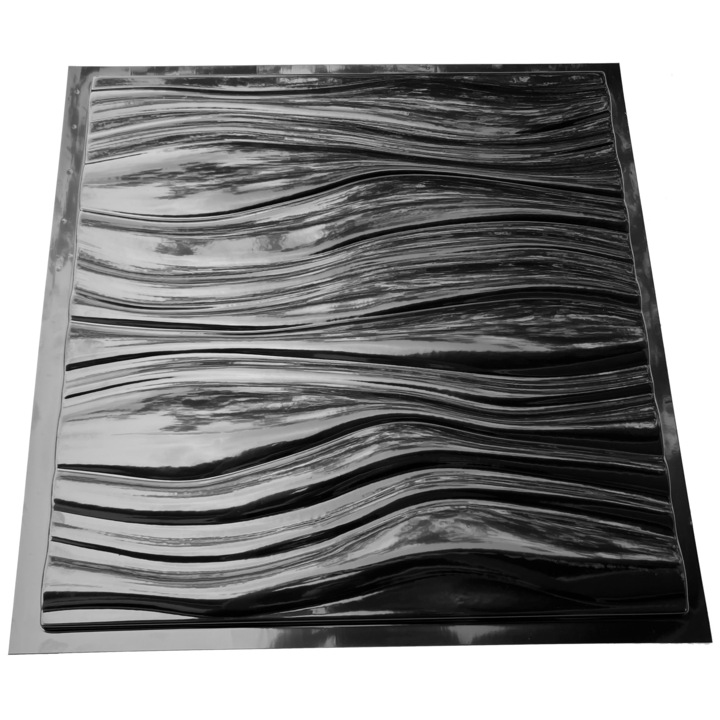 Matrita panou decorativ 3D, model Bella, plastic ABS, negru, 50x50cm