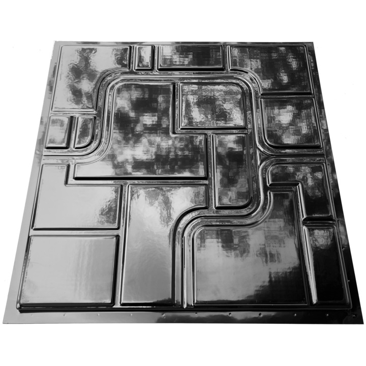 Matrita panou decorativ 3D, model Joc, plastic ABS, negru, 50x50cm