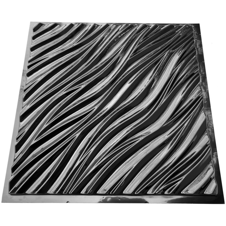 Matrita panou decorativ 3D, model Top, plastic ABS, negru, 50x50cm