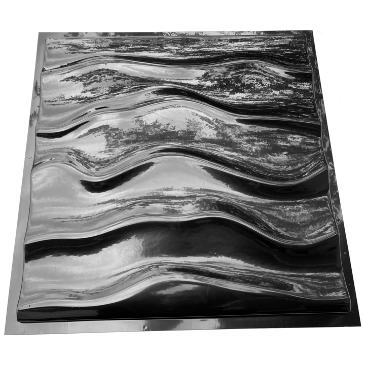 Matrita panou decorativ 3D, model Mani, plastic ABS, negru, 50x50cm