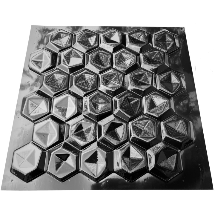 Matrita panou decorativ 3D, model Ulis, plastic ABS, negru, 50x50cm