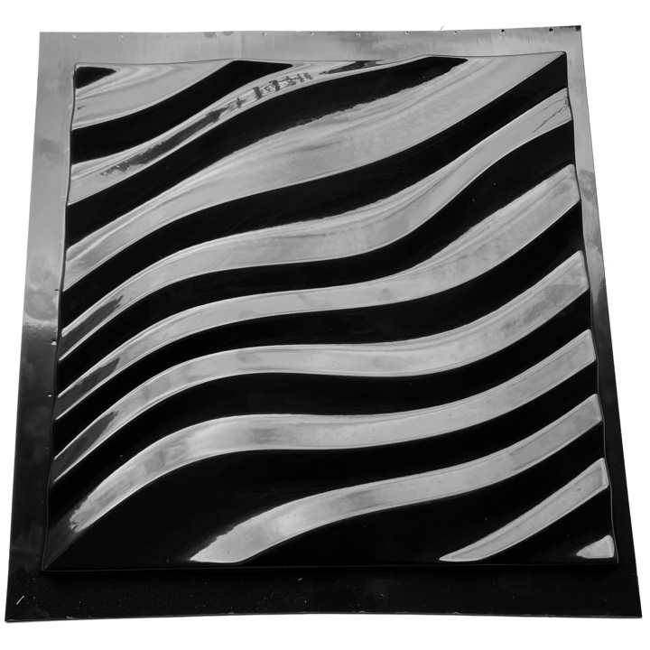 Matrita panou decorativ 3D, model Elvi, plastic ABS, negru, 50x50cm