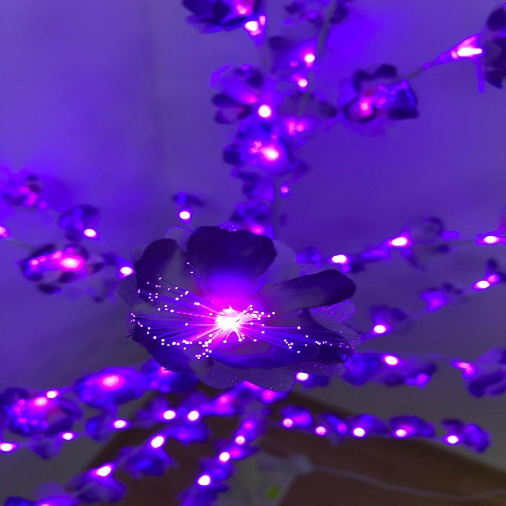 Pom decorativ pentru Craciun, Violet, Inaltime 1.50m, luminare LED, cu