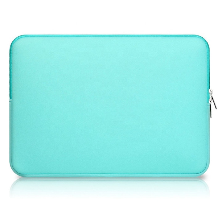 Защитна чанта за лаптоп, Zola®, максимален диагонал 15.6", затваряне с цип, подплатена с мека гъба против удари, тюркоазена, 39x29x1.5 cm