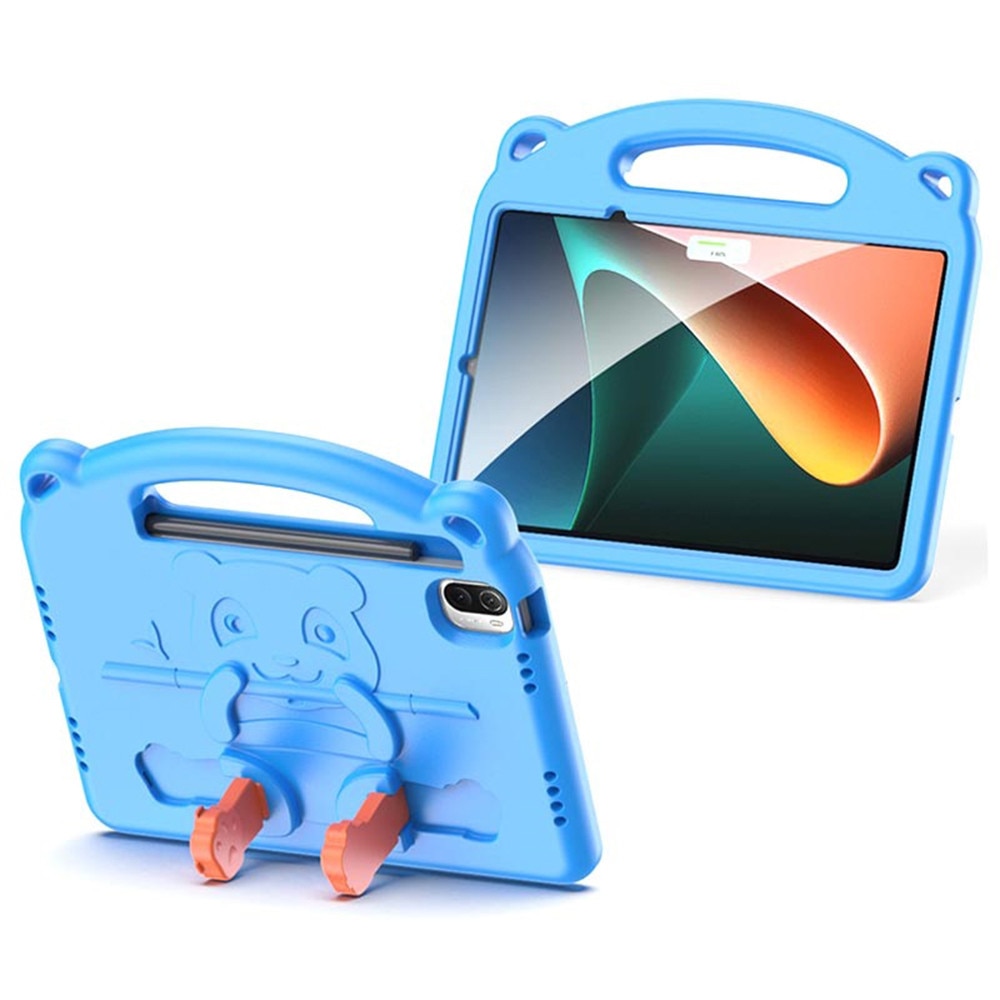 Husa de tableta pentru copii compatibila cu Xiaomi Pad 5 / 5 Pro, AntiShock, Functie Stand, Optim Protection, Happy Design, Silicon Spuma, Albastru