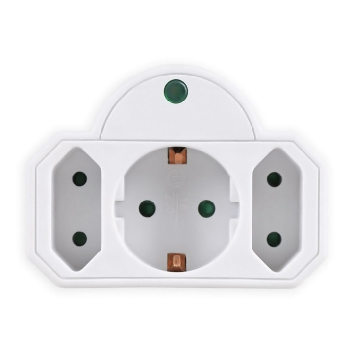 Троен контакт, Powertech, 16 A, Бял