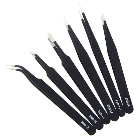 Set 6 pensete, Zola®, pentru service si modelare, negre, din otel inoxidabil, modele diferite