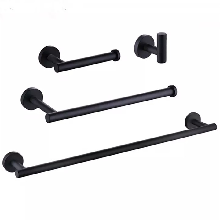 Set 4xAccesorii baie, Carrie, Negru mat