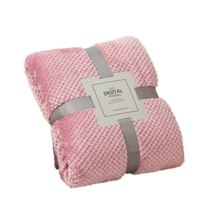 Patura flannel Softy, Sooye, Poliester, 150x200 cm, Roz