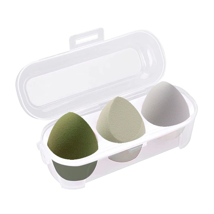 Set 3 bureti machiaj, Aplicator, SOOYE, Verde