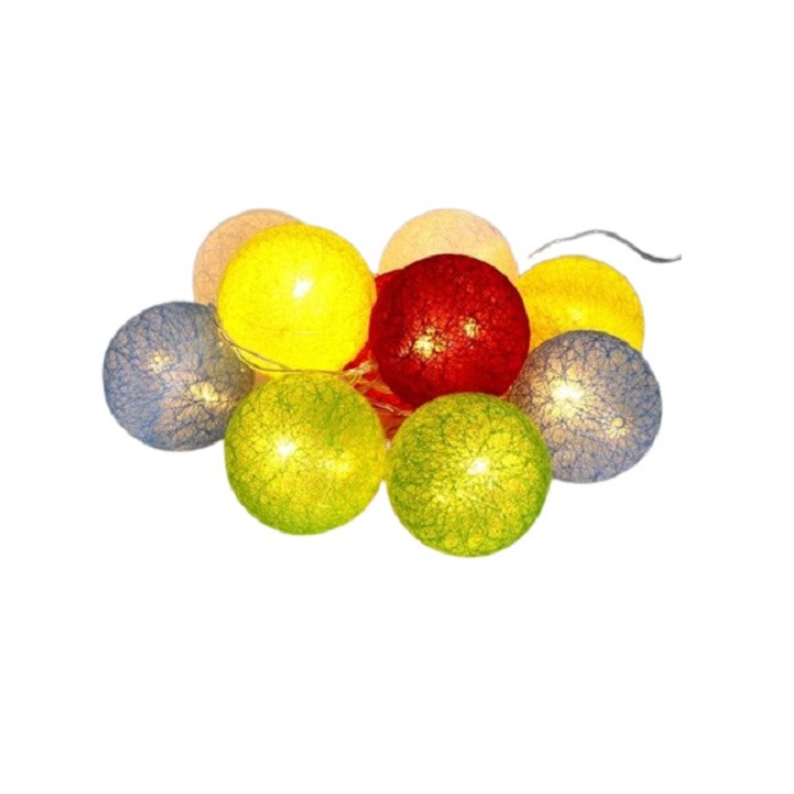 IRIS 4616421 Сферична 6 см/цветна сплетена/1,5 м/няколко цвята/10 бр. LED/USB светлинна декорация