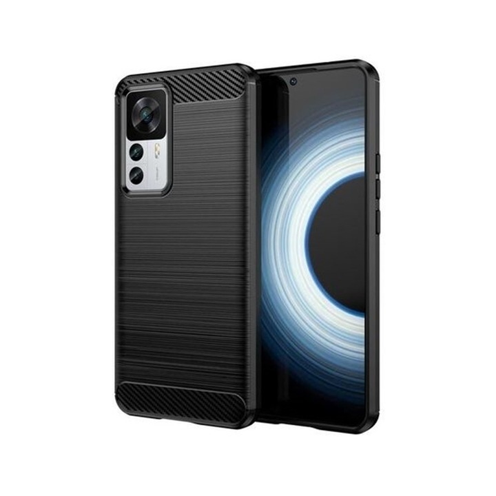 Xiaomi 12T Telefontok - Carbon Fiber fekete szilikon tok