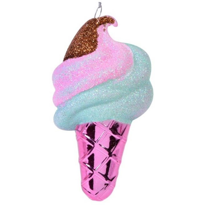 Set 2 ornamente pentru bradul de Craciun, inghetata, multicolor, 11 cm