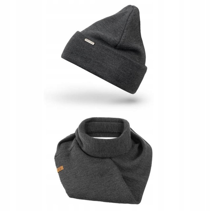 Set Caciula si fular dama Brodrene, Acril, Gri