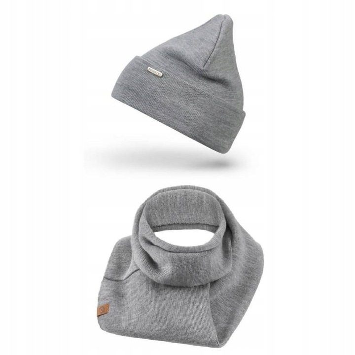 Set Caciula si fular dama Brodrene, Acril, Gri