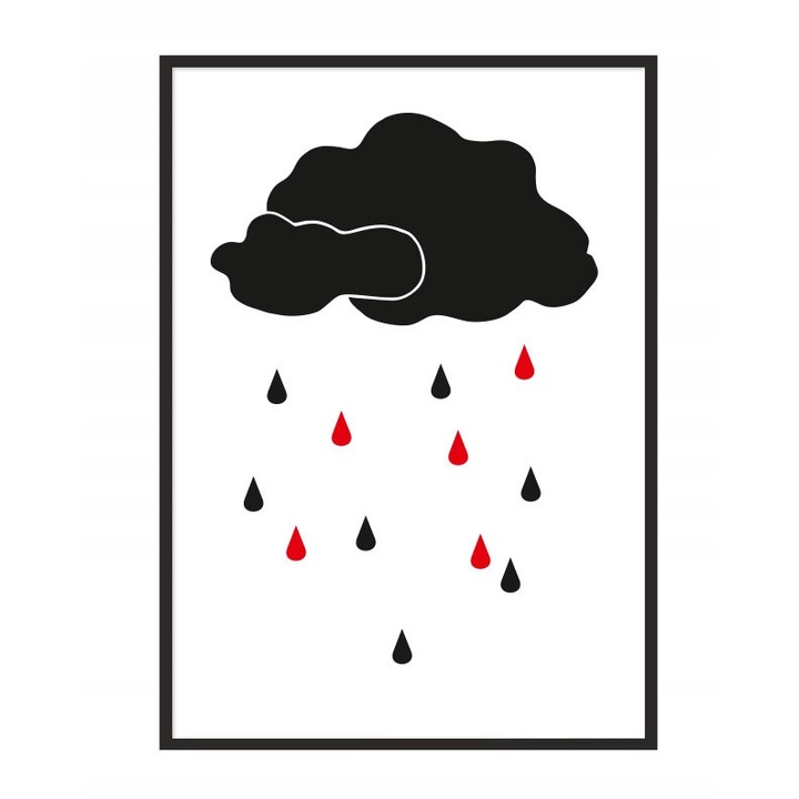 Poster decorativ cu rama PoStar, 33 x 43 cm, MDF, Alb, Negru, Rosu