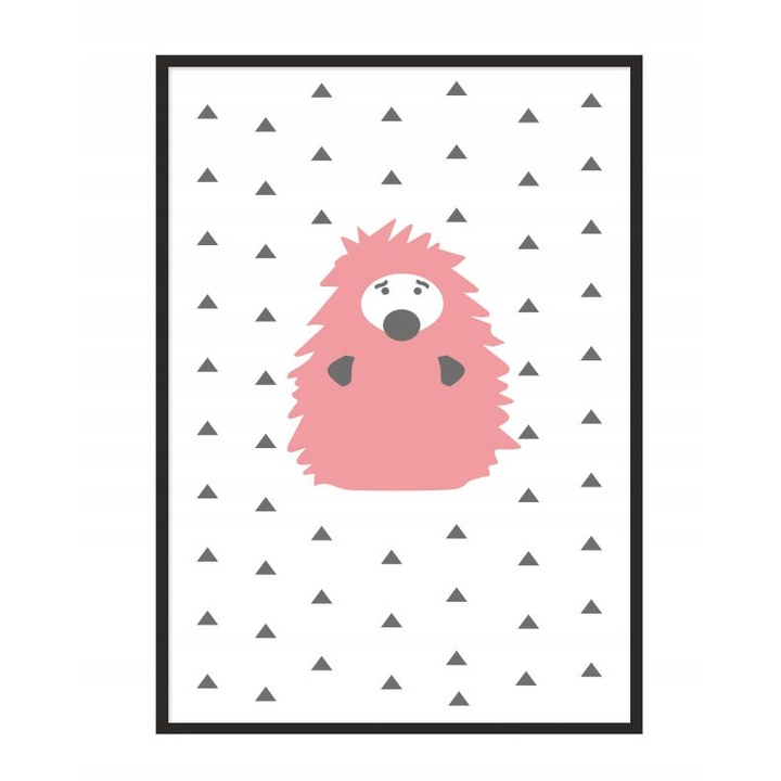 Poster decorativ cu rama PoStar, 33 x 43 cm, MDF, Alb, Negru, Roz