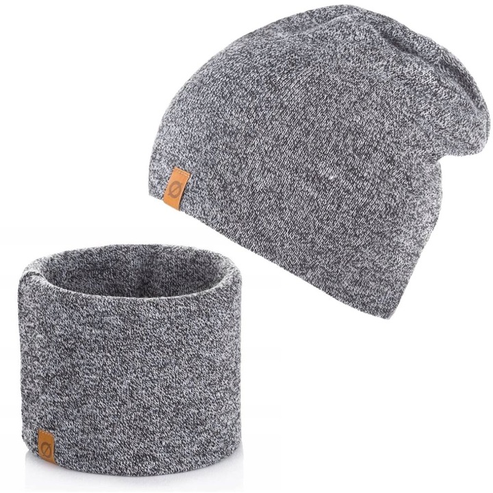 Set caciula si fular barbati Brodrene, Acril, Gri