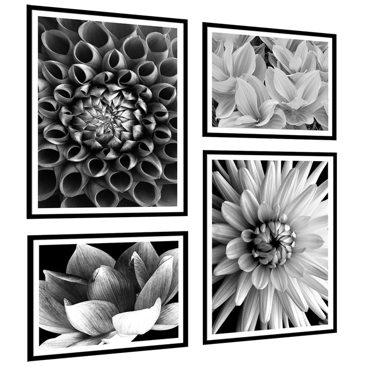 Set postere cu rama, PoStar, KP120, 120x110 cm, MDF, Multicolor, 4 buc