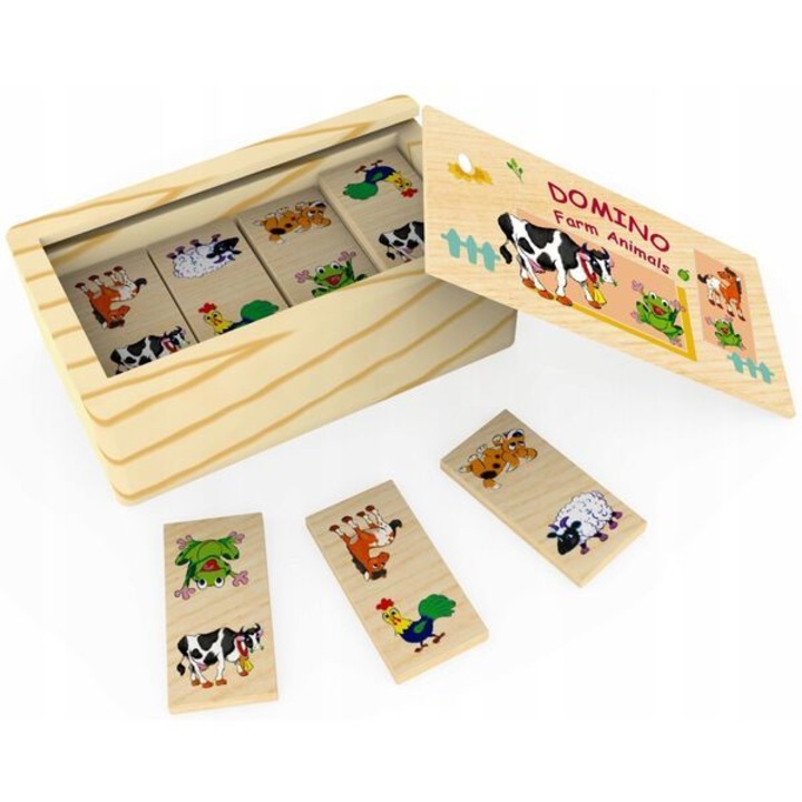 Domino - Animale de ferma, Lemn, Multicolor - in limba maghiara