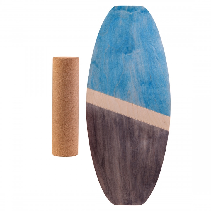 Balance board MARINE CMK, set cu rola din pluta, 77x33cm