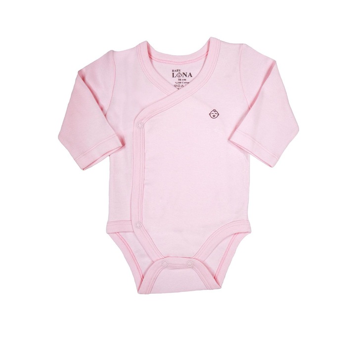 Body Maneca Lunga Cu Inchidere Laterala "Lona" 100% Bumbac, Roz