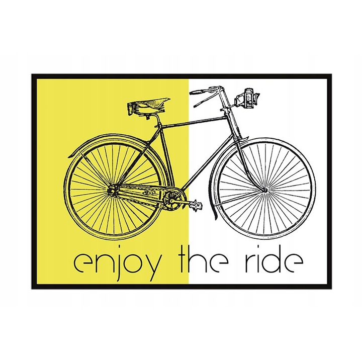 Poster decorativ cu rama PoStar, 33 x 43 cm, MDF, Alb, Negru, Galben