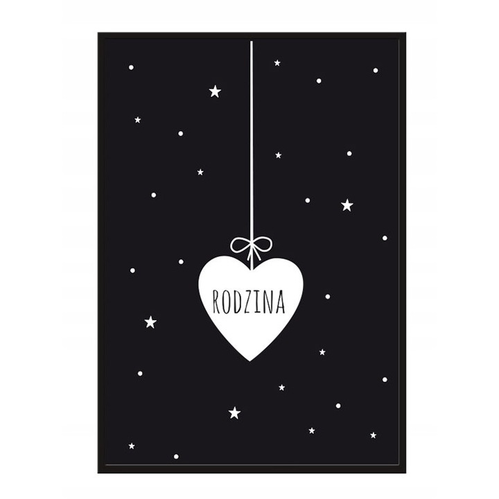 Poster decorativ cu rama PoStar, P017, 33x43 cm, MDF, Alb, Negru