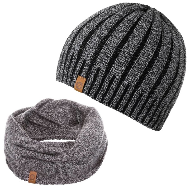 Set caciula si fular barbati Brodrene, Acril, Gri