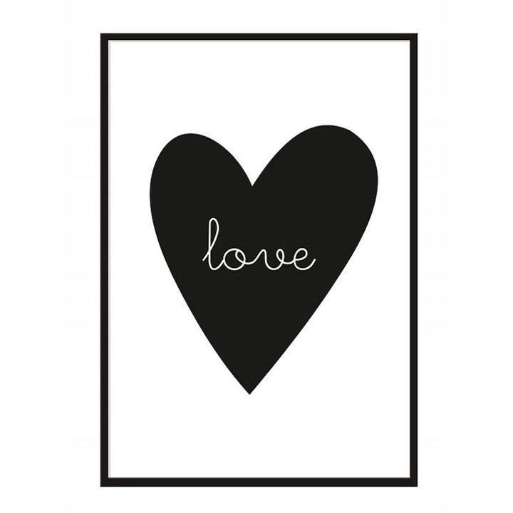 Poster decorativ cu rama PoStar, P015, 33x43 cm, MDF, Alb, Negru