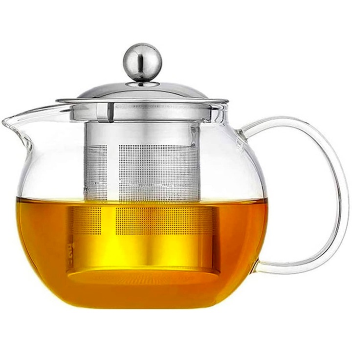 Ceainic cu infuzor, Quasar & Co.®, recipient pentru ceai/cafea, 650 ml, transparent