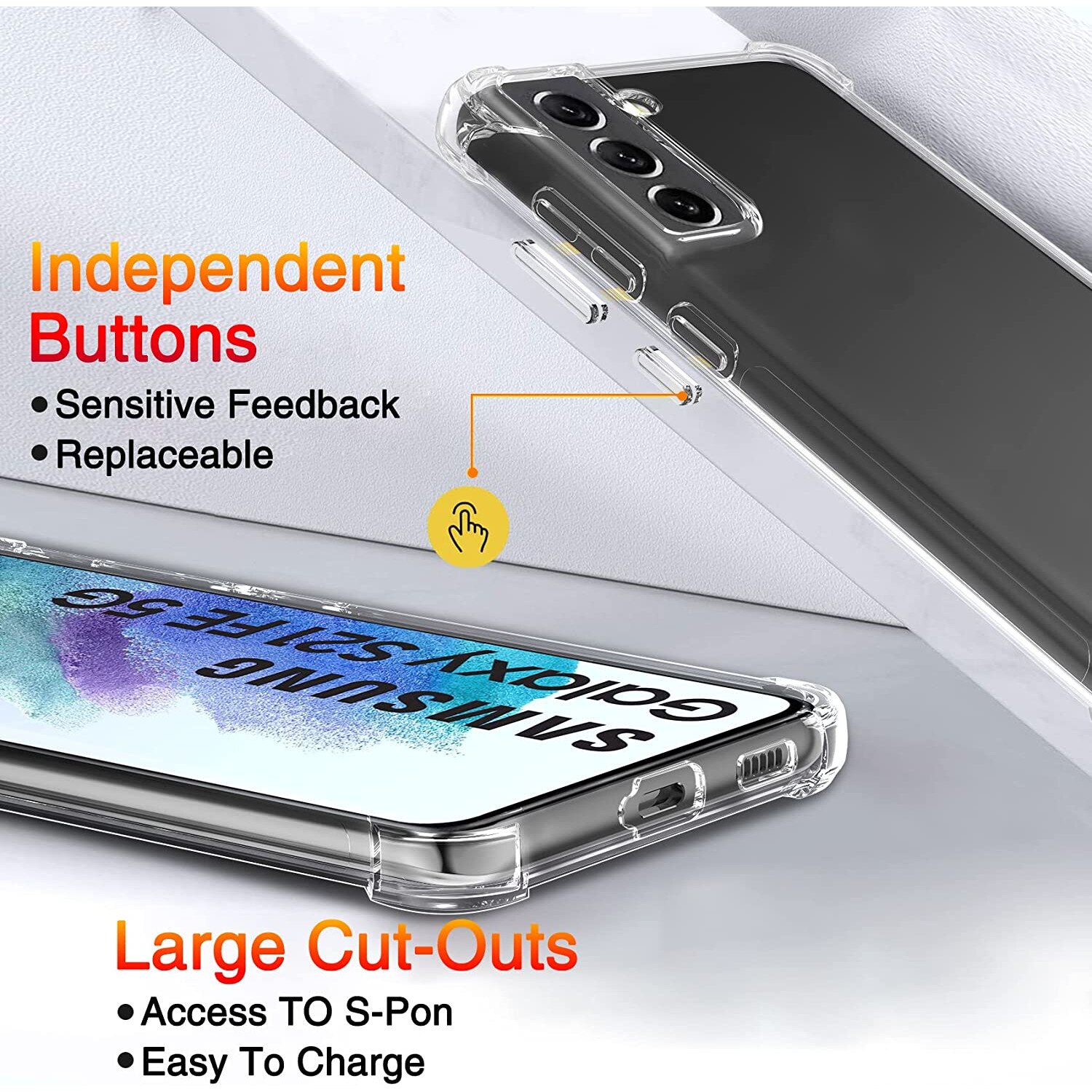 Husa silicon transparenta compatibila cu Samsung Galaxy S21 FE, Patru colturi rezistent la socuri, clar