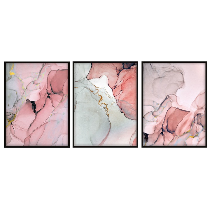 Set poster cu rama, PoStar, P2049, MDF, Multicolor, 3buc