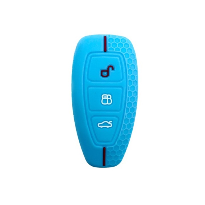 Калъф за безключов ключ Ford Focus, Mondeo, Fiesta, Kuga, Ecosport, спортен модел, светло син
