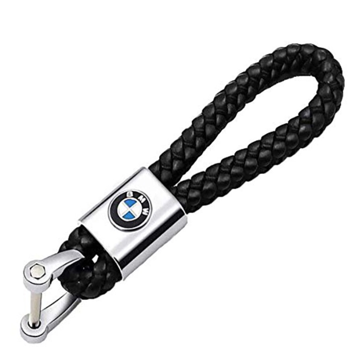 OEM Fém kulcstartó, fonott bőrrel és BMW logóval