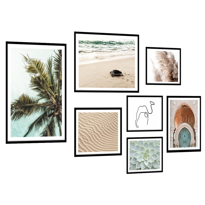 Set 7 postere cu rama, PoStar, 130x215cm, MDF, Multicolor