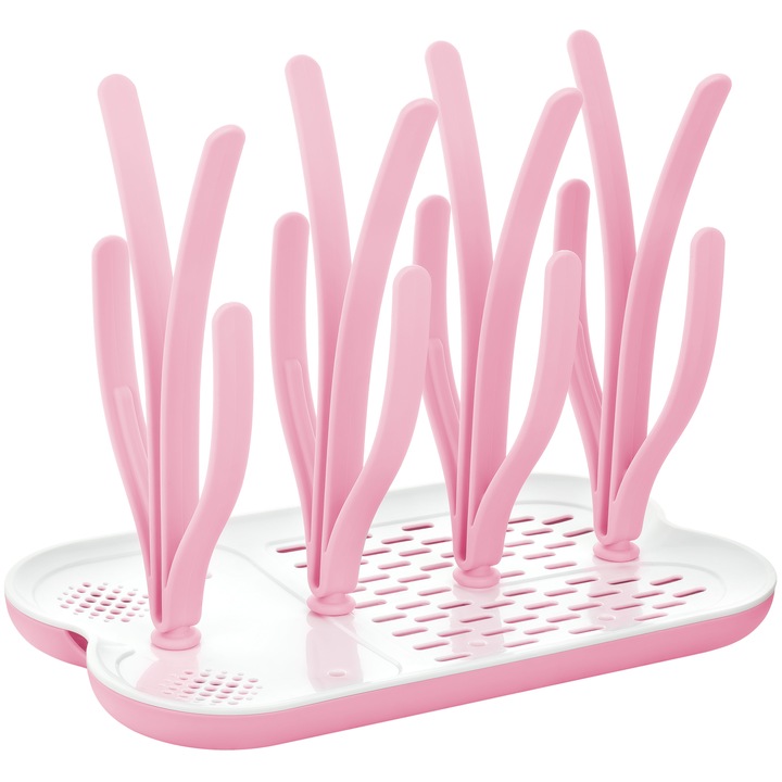 Suport FizioTab® pentru Uscarea Biberoanelor si Tetinelor, Roz/Alb