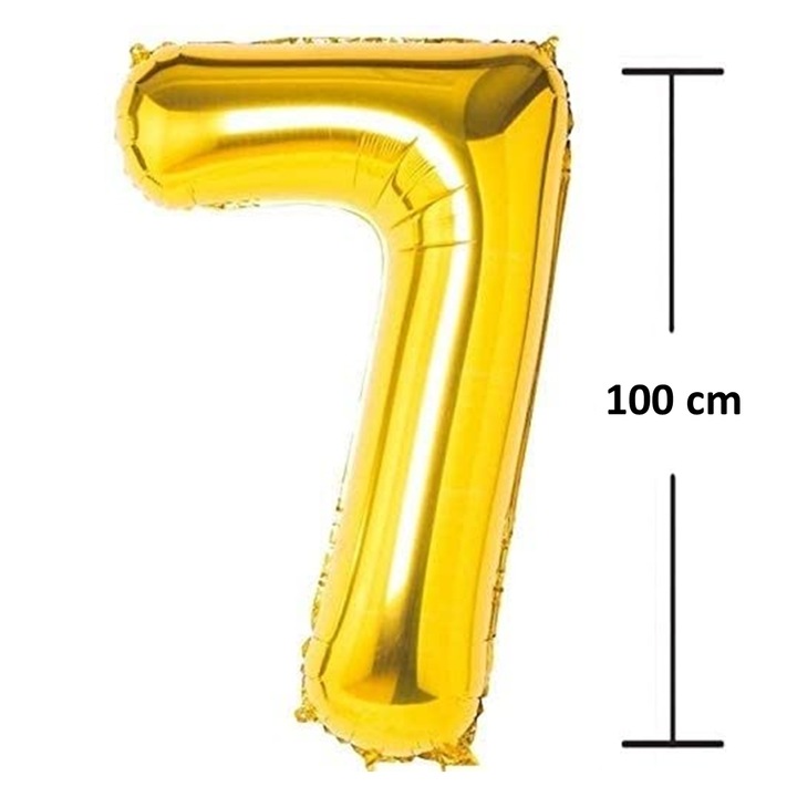 Balon aniversare folie Ropet, Auriu, cifra 7, 100 cm