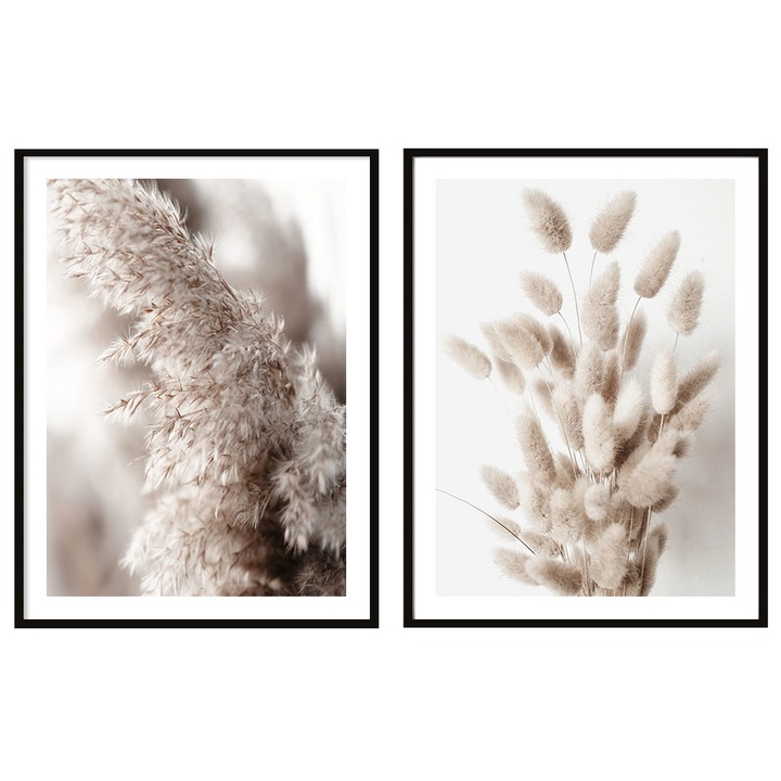 Set poster cu rama, PoStar, MDF, Bej, 2buc