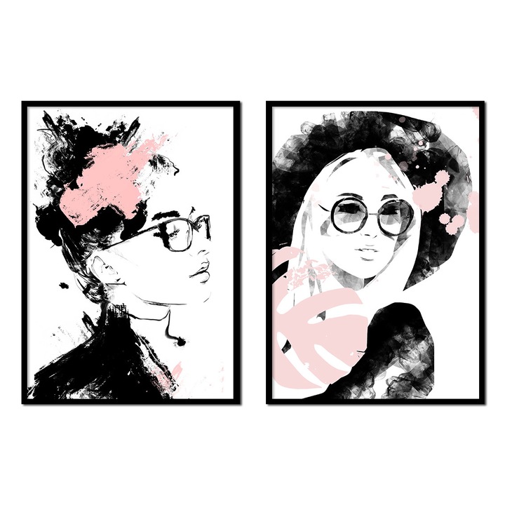 Set poster cu rama, PoStar, MDF, Diptic Fete P2, Multicolor, 2buc