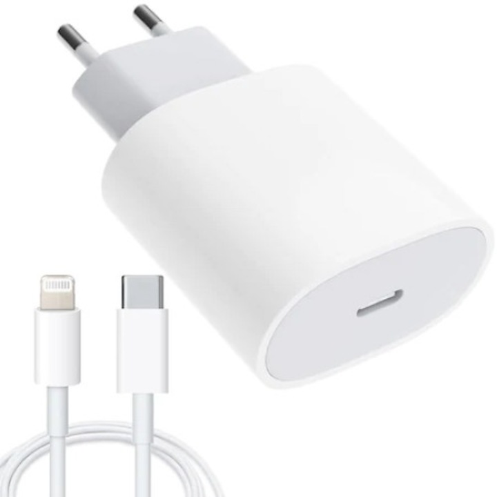 Incarcator telefon, 20W, USB-C, 1m, Alb